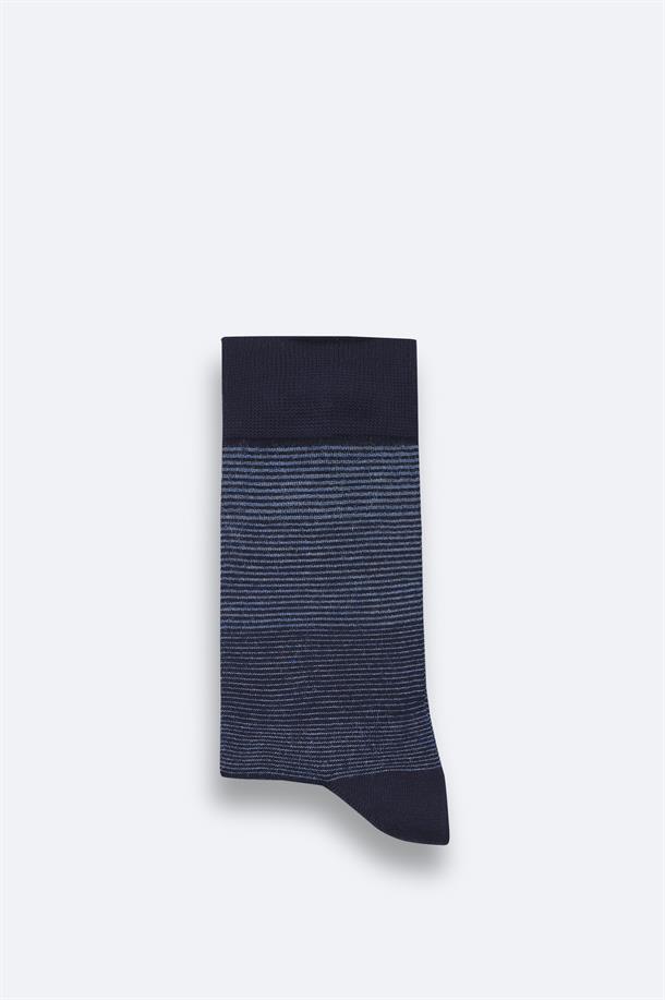 Lacivert Bambu Desenli Soket Çorap
