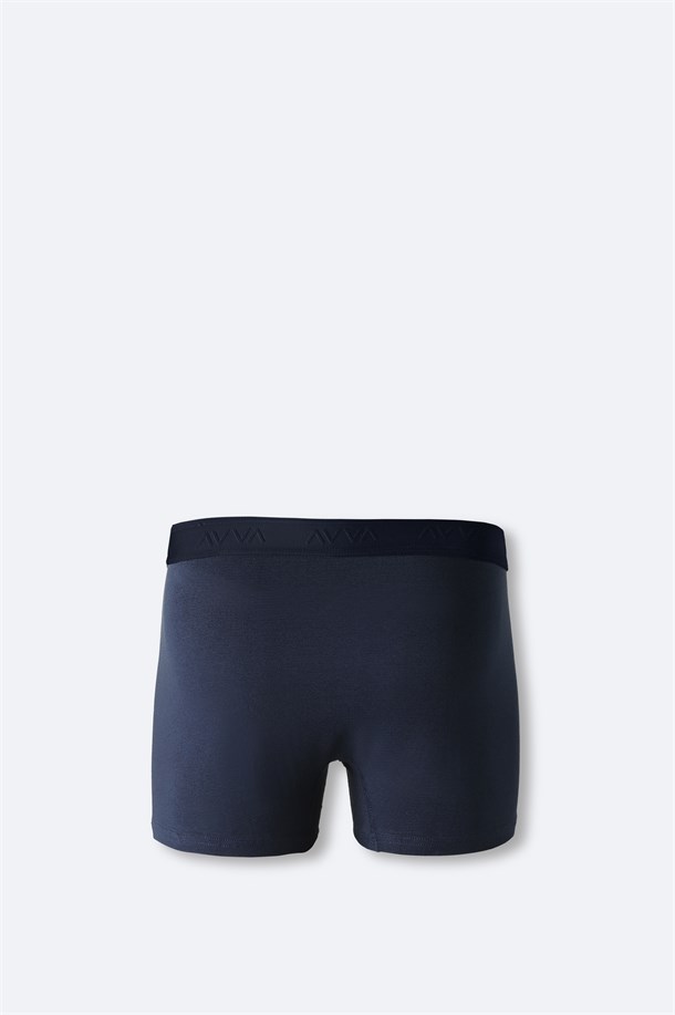Lacivert Basic Pamuklu Tekli Boxer
