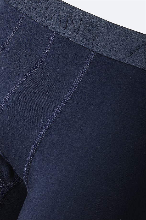 Lacivert Basic Pamuklu Tekli Boxer
