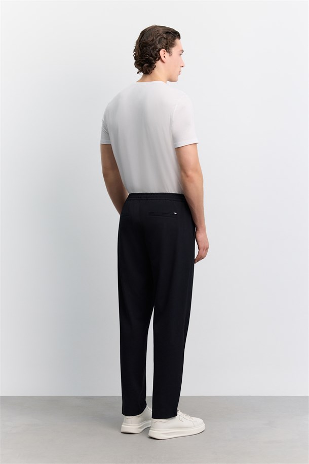Lacivert Beli Lastikli Bağcıklı Jogger Relaxed Fit Pantolon