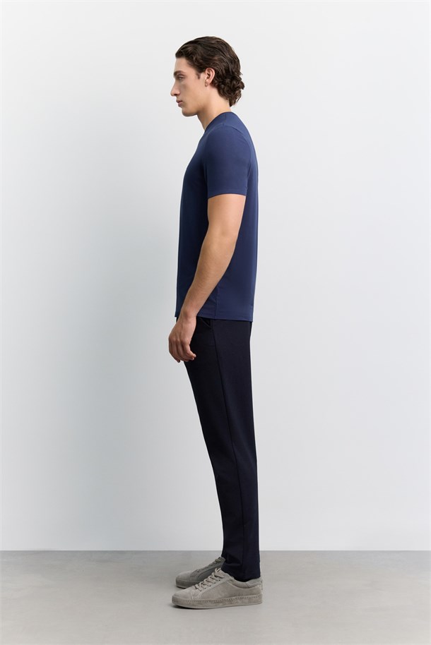 LacivertBisiklet Yaka Soft Touch Basic T-Shirt