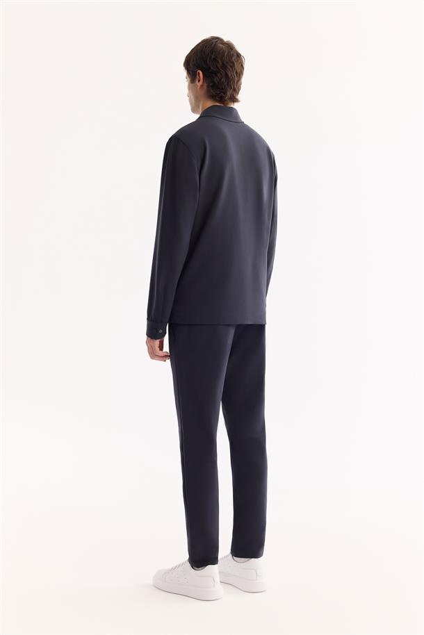 Navy Classic Collar Quick-Dry Non-Iron Shirt Jacket