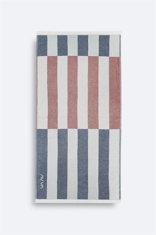 Lacivert Çizgili %100 Pamuk Peştemal