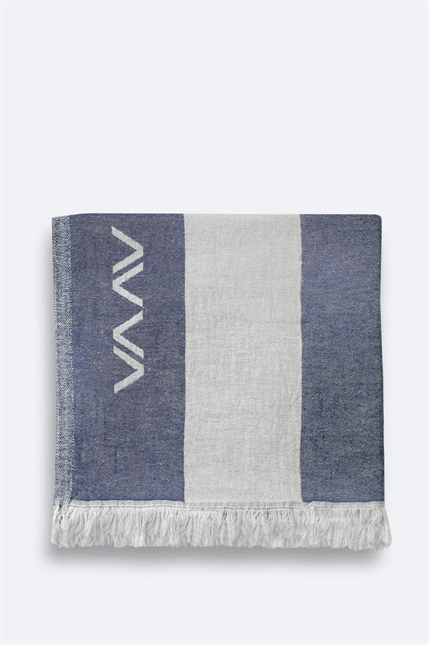 Lacivert Çizgili %100 Pamuk Peştemal