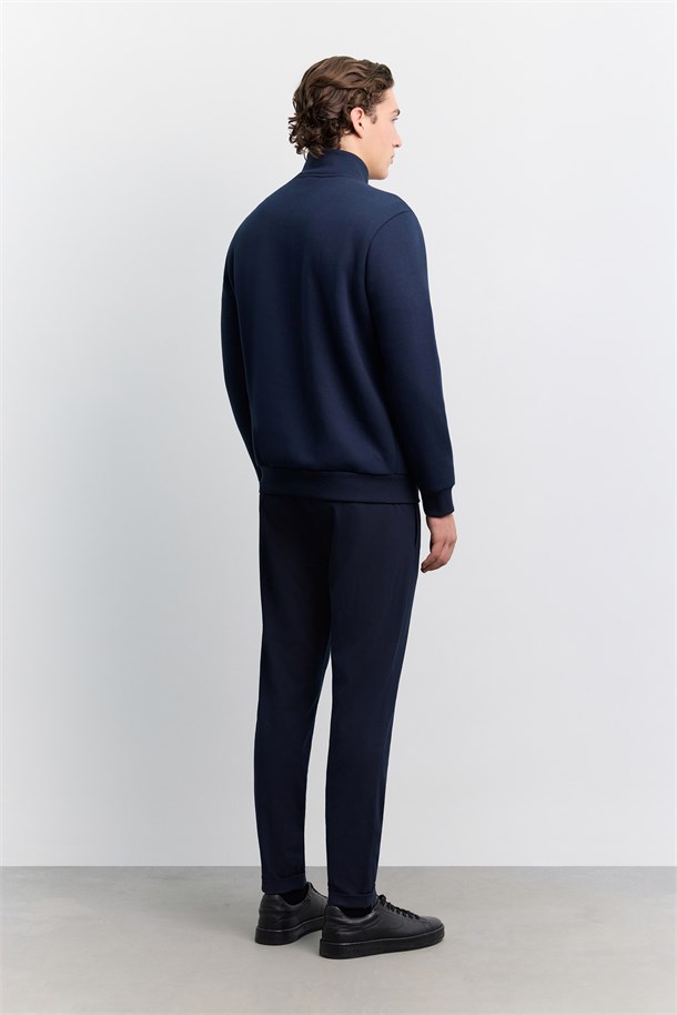 Lacivert Dik Yaka Fermuarlı -5 Dereceye Dayanıklı Sweatshirt