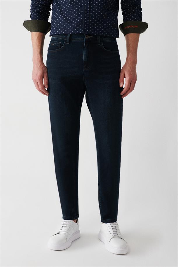 Lacivert Eskitme Yıkama Esnek  Jean Pantolon