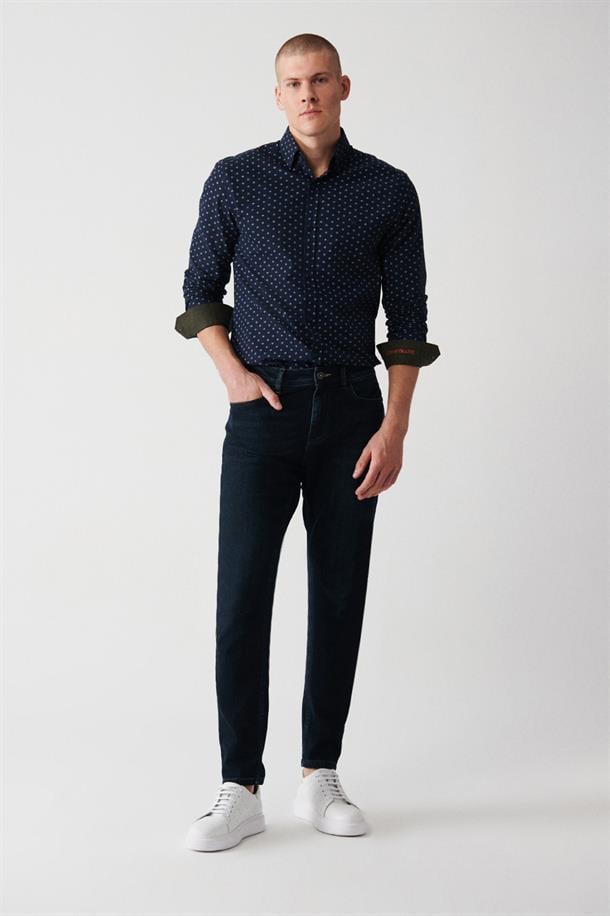 Lacivert Eskitme Yıkama Esnek  Jean Pantolon