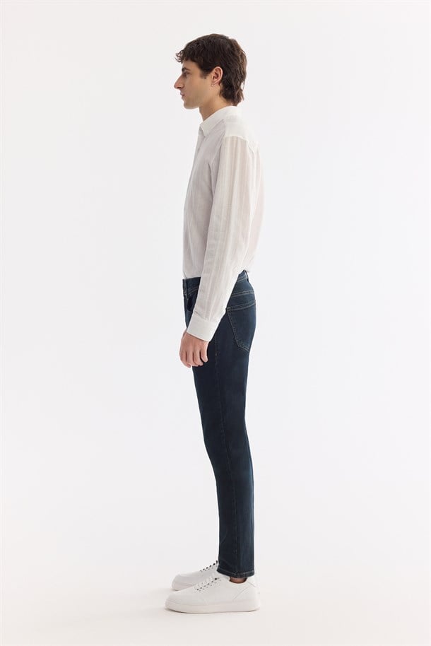 Lacivert Eskitme Yıkama Esnek  Jean Pantolon