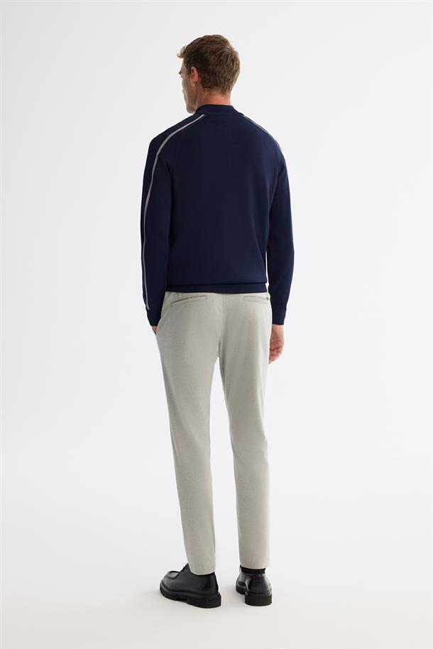 Lacivert Fermuarlı Dik Yaka Rayon Triko Kazak