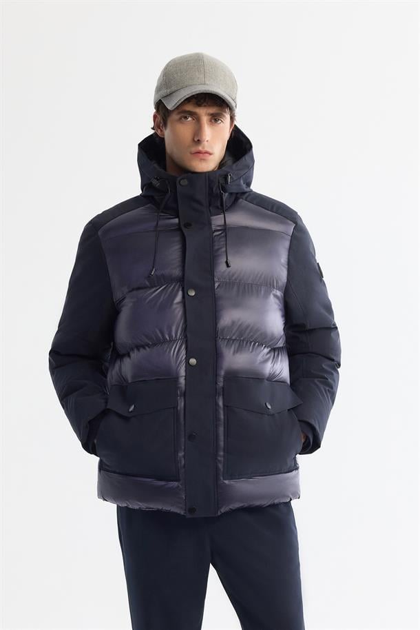 Navy Windproof Hooded Lightweight Jacket