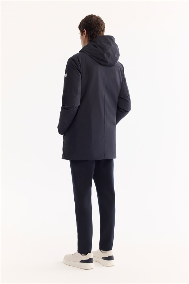 Navy Hooded Water Repellent Jacket Resistant to -7°C