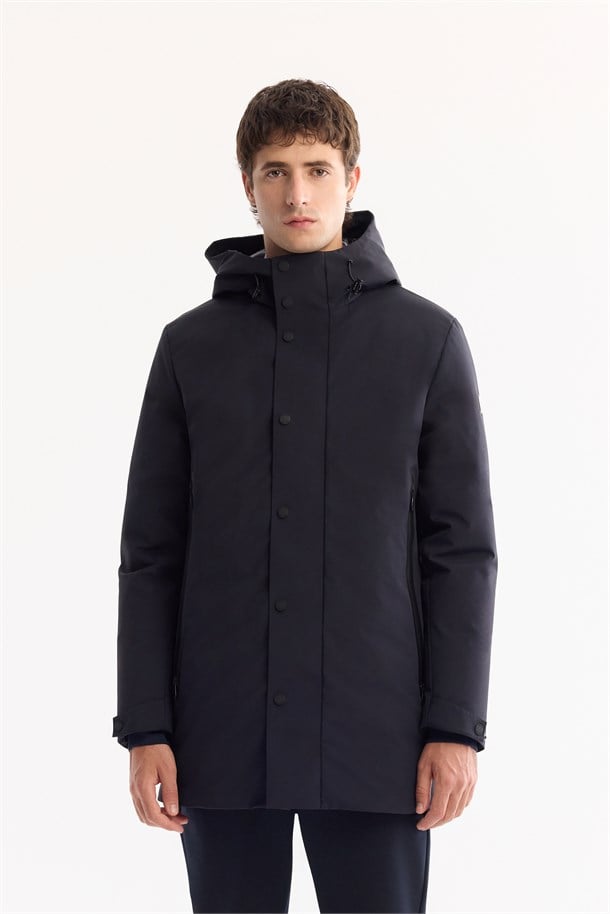 Navy Hooded Water Repellent Jacket Resistant to -7°C