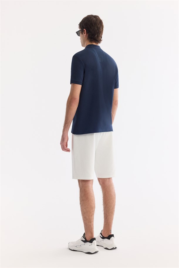 Lacivert Kıvrılmaz Polo Yaka %100 Pamuk Basic T-Shirt
