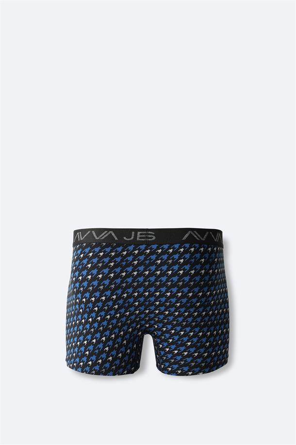 Lacivert Pamuklu Desenli Tekli Boxer