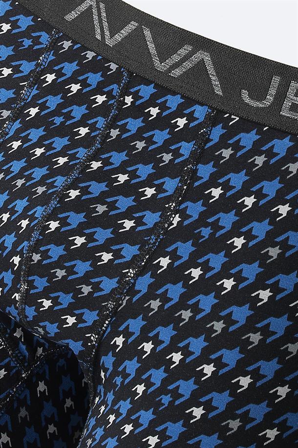 Lacivert Pamuklu Desenli Tekli Boxer