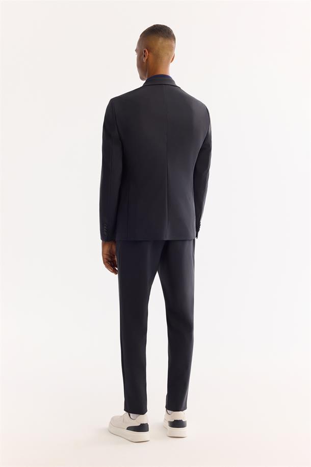 Lacivert Mono Yaka Bi-Stretch Su İtici Kırışmayan Blazer Ceket