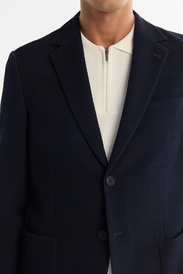 Lacivert Mono Yaka Bi-Stretch Blazer Ceket
