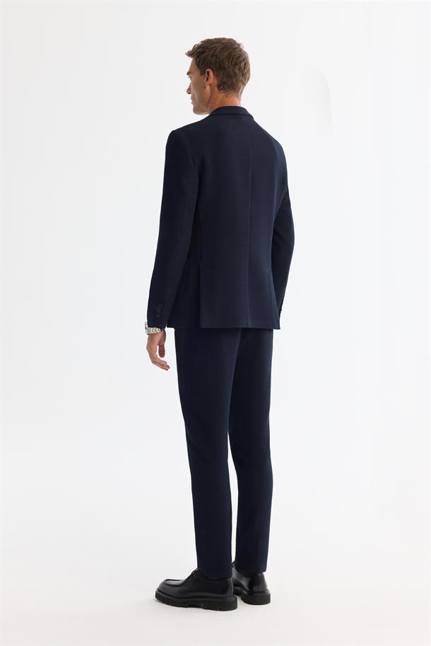 Lacivert Mono Yaka Bi-Stretch Blazer Ceket