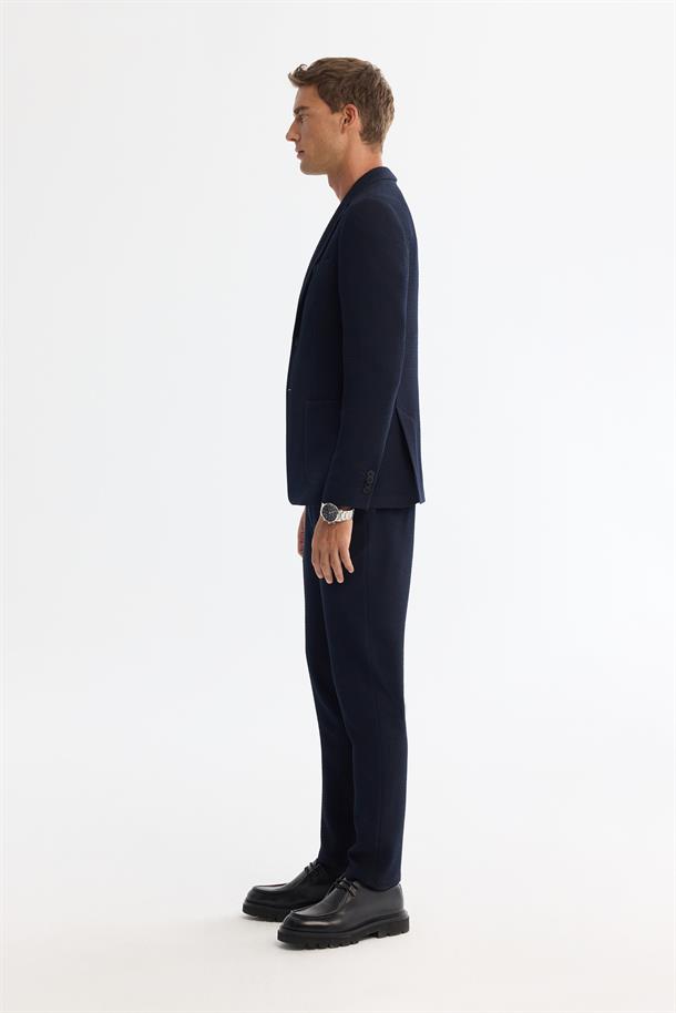 Lacivert Mono Yaka Bi-Stretch Blazer Ceket