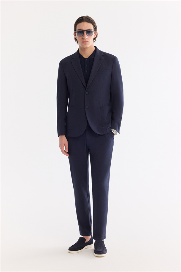 Lacivet Mono Yaka Torba Cepli Çift Yırtmaç Astarsız Bi-Stretch Ceket