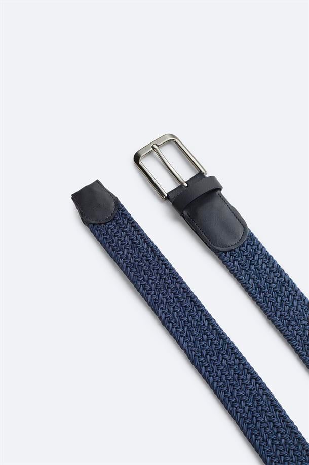 Lacivert Örgü Dokulu Kemer