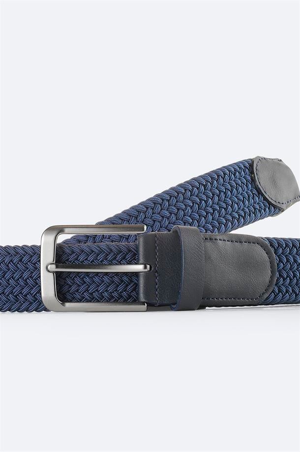Lacivert Örgü Dokulu Kemer
