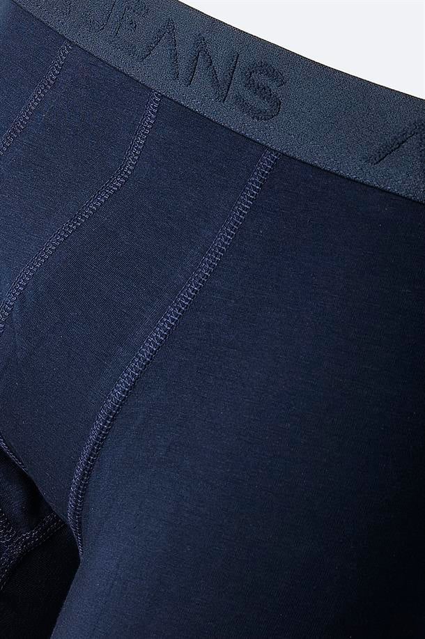 Lacivert Basic Pamuklu Tekli Boxer