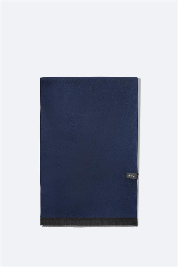 Lacivert Viskon Karışımlı Püsküllü Şal