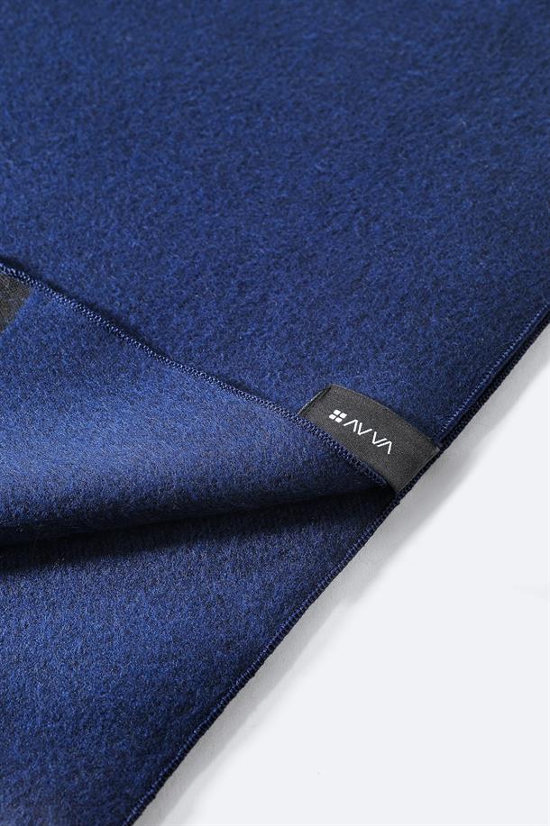 Lacivert Viskon Karışımlı Püsküllü Şal