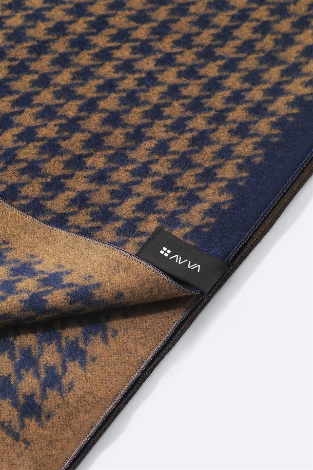 Lacivert Viskon Karışımlı Püsküllü Desenli Şal