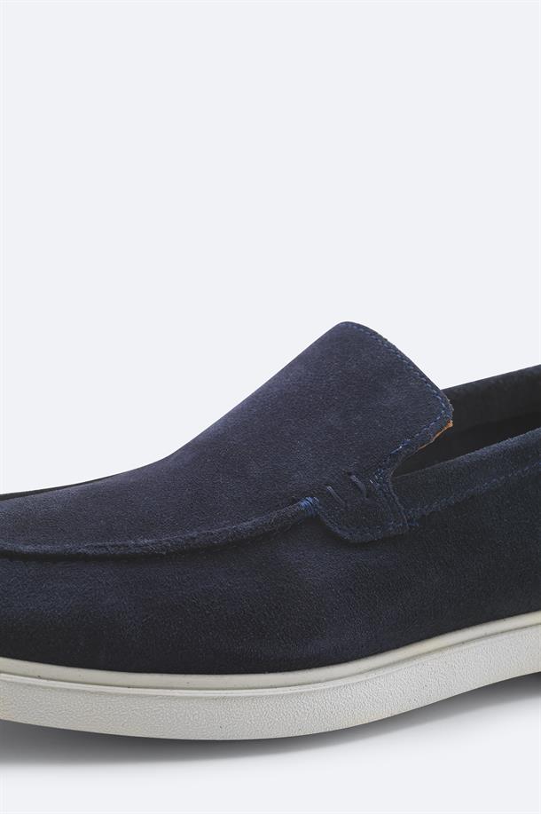 Lacivert %100 Süet Hafif Loafer Ayakkabı