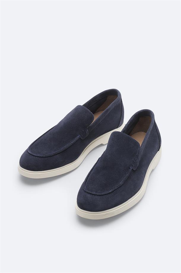 Lacivert %100 Süet Hafif Loafer Ayakkabı