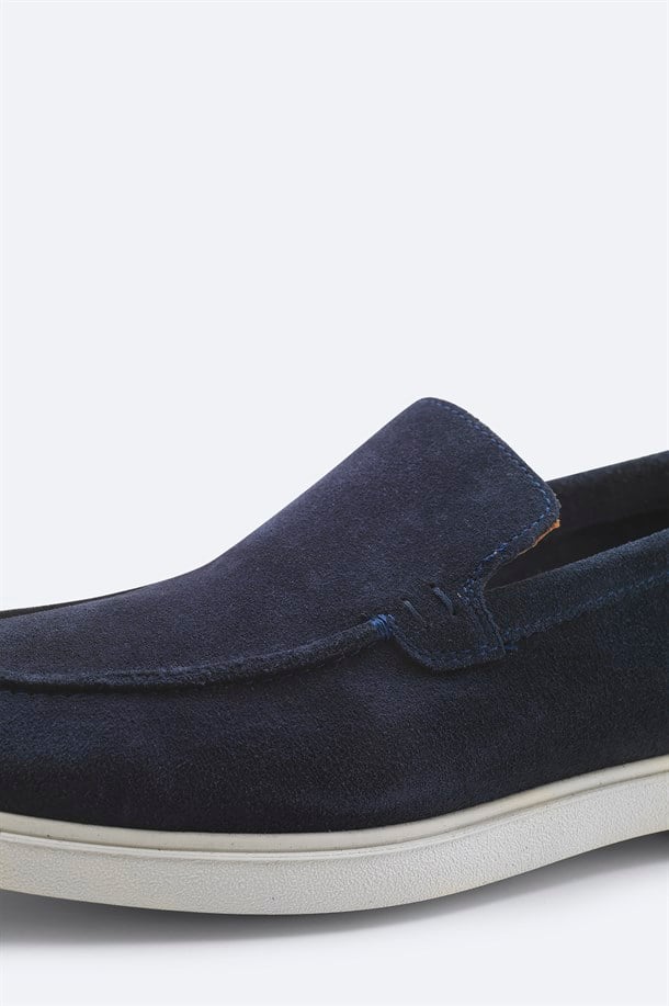 Lacivert %100 Süet Hafif Loafer Ayakkabı