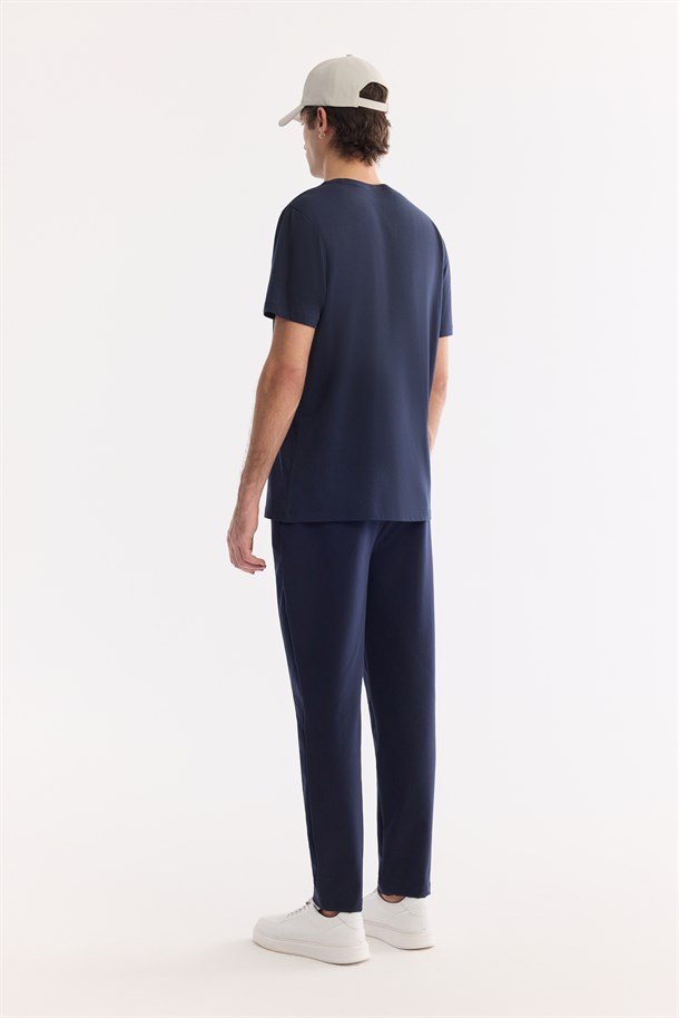 Lacivert Ultrasoft Bisiklet Yaka Basic Modal T-Shirt