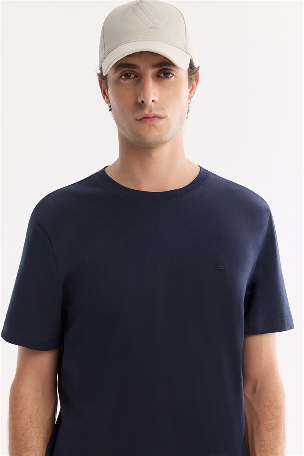 Lacivert Ultrasoft Bisiklet Yaka Basic Modal T-Shirt