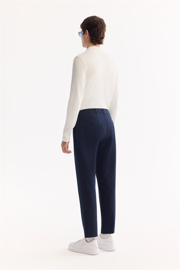 Lacivert Yani Lastikli Bi-Stretch Hafif Pantolon