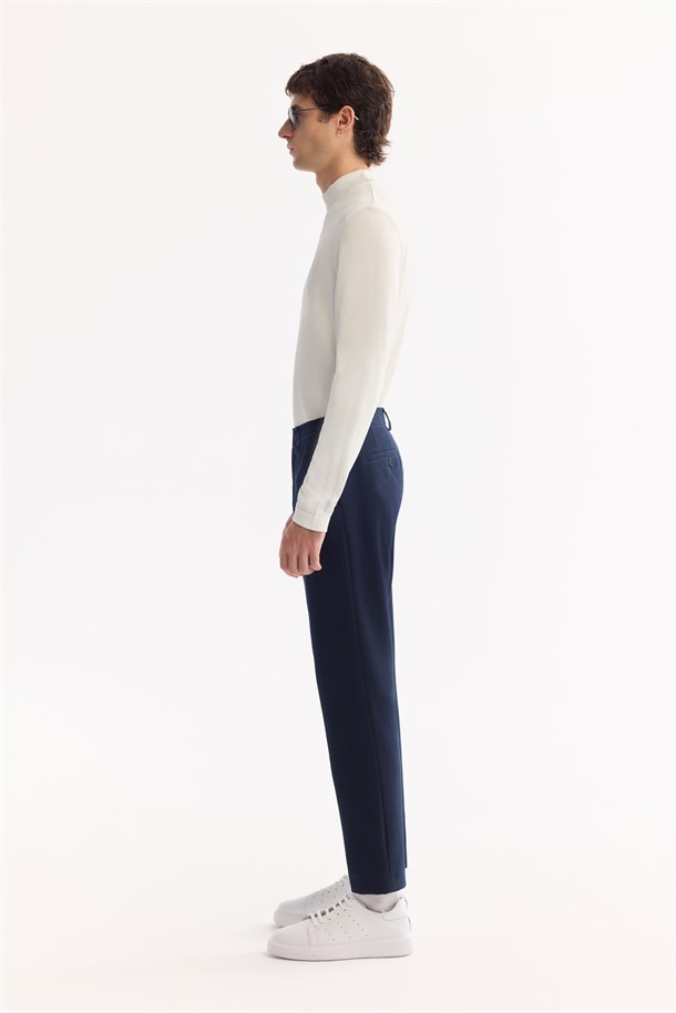 Lacivert Yani Lastikli Bi-Stretch Hafif Pantolon