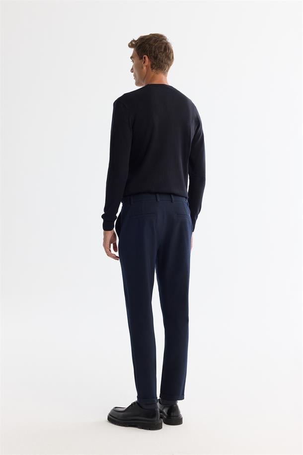 Lacivert Yanı Lastikli Bi-Stretch Kolay Ütülenen Chino Pantolon