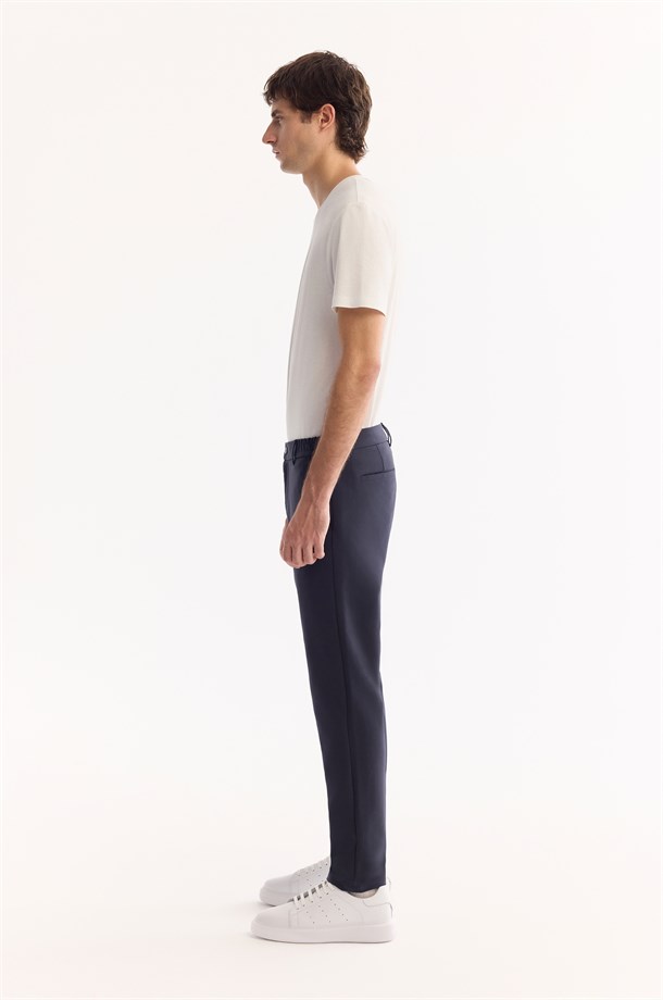 Navy Side Elastic Quick-Drying Wrinkle-Free Pants
