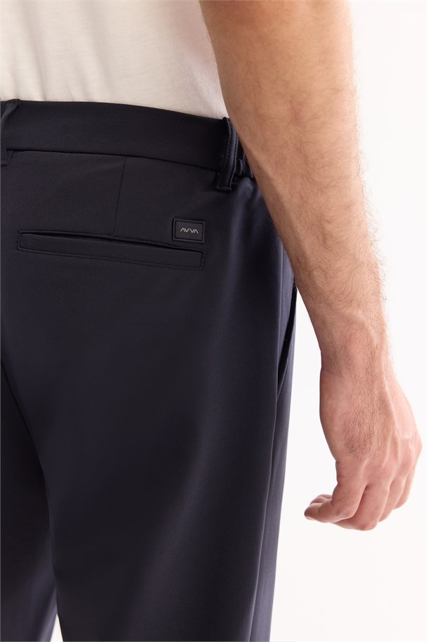 Navy Side Elastic Quick-Drying Wrinkle-Free Pants