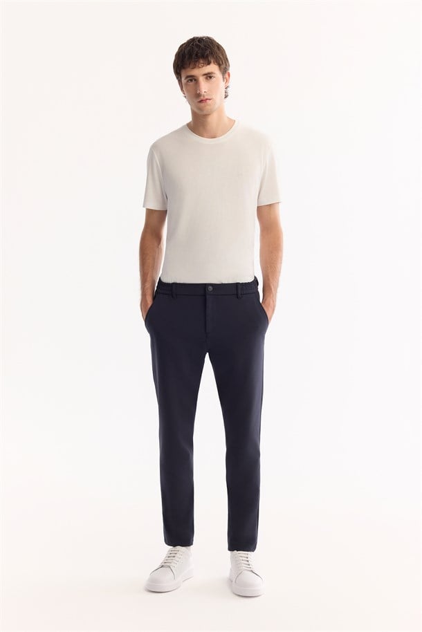 Navy Side Elastic Quick-Drying Wrinkle-Free Pants