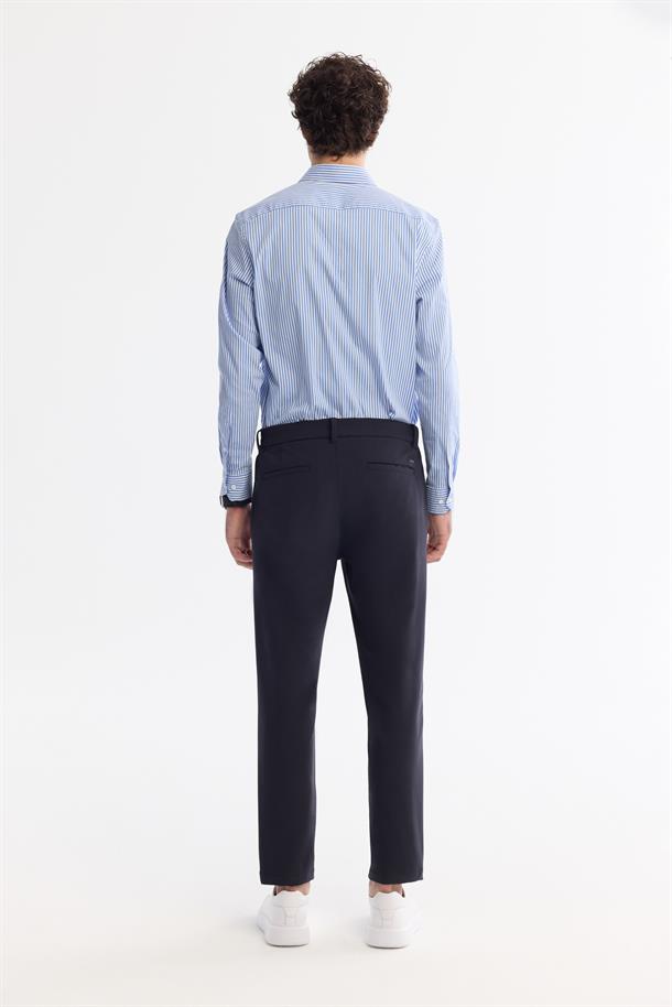 Lacivert Kırışmaz Hızlı Kuruyan Beli Lastikli Ekstra Esnek Teknik Kumaş Pantolon