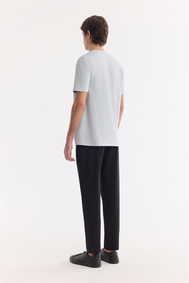 Mavi Bisiklet Yaka Baskılı İnterlok T-Shirt