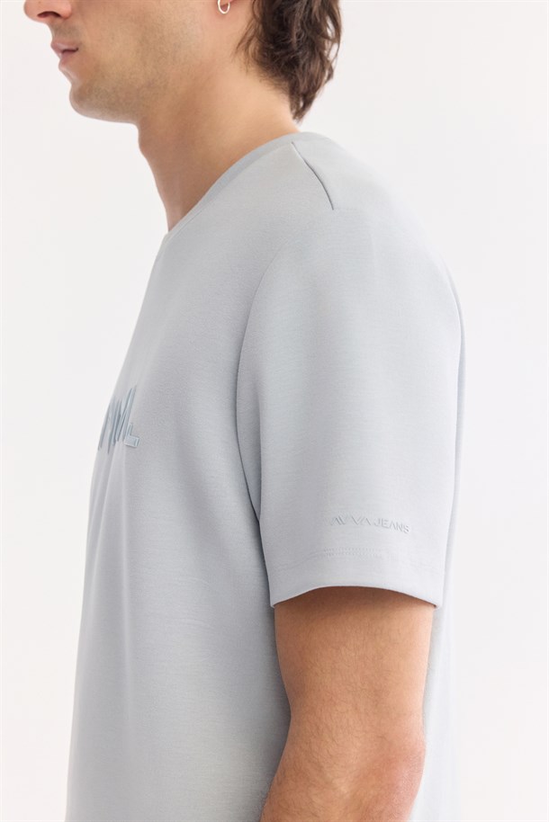 Mavi Bisiklet Yaka Baskılı İnterlok T-Shirt
