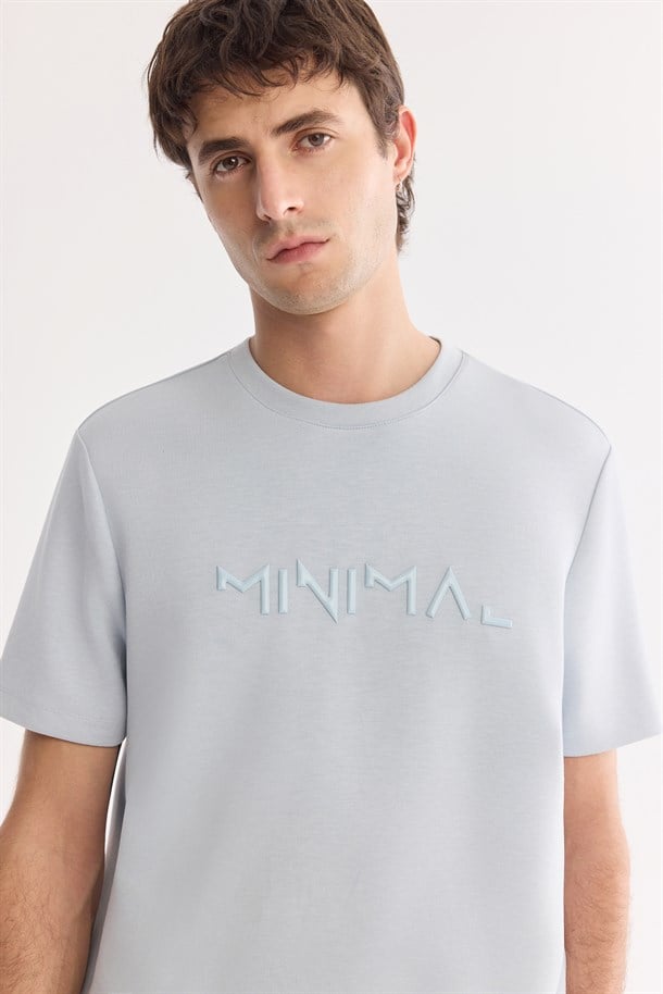 Mavi Bisiklet Yaka Baskılı İnterlok T-Shirt