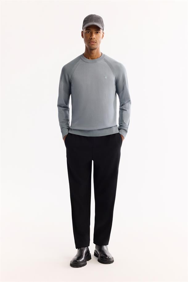 Mavi Bisiklet Yaka Dokulu Triko Kazak