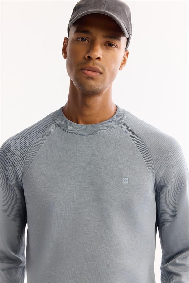 Mavi Bisiklet Yaka Dokulu Triko Kazak