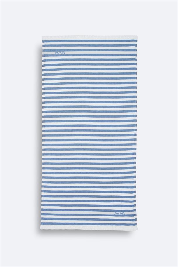 Mavi Çizgili %100 Pamuk Peştemal