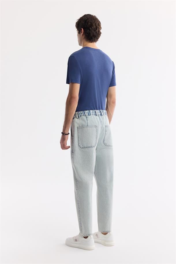 Mavi Klasik Bel %100 Pamuklu Eskitme Yıkamalı Jean Pantolon