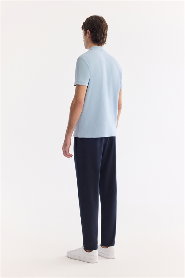 Mavi Kıvrılmaz Polo Yaka %100 Pamuk Basic T-Shirt